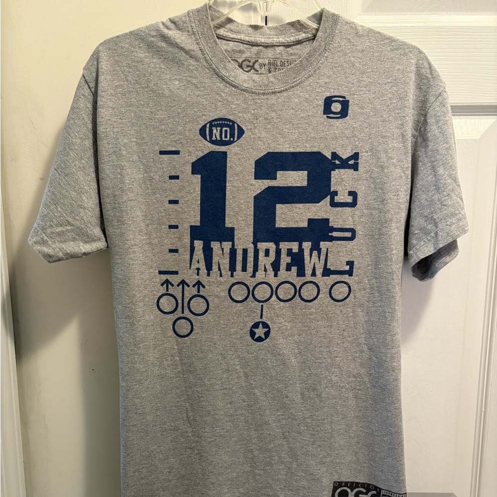 Indianapolis Colts Andrew Luck ”12 Big Playbook Graphic Logo Gray T-Shirt Jersey